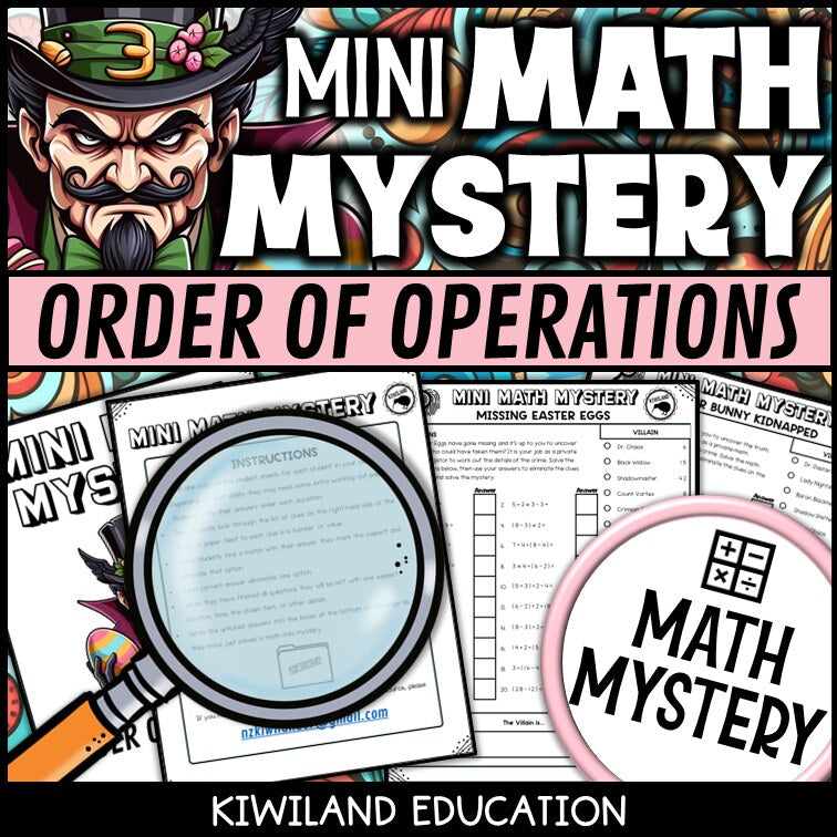Easter order of operations math mystery worksheet sample page