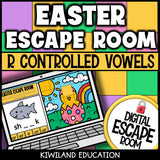 Easter R-controlled vowels digital escape room cover — phonics activity for grades 1–2