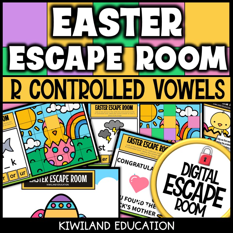 Easter R-controlled vowels digital escape room bossy R words