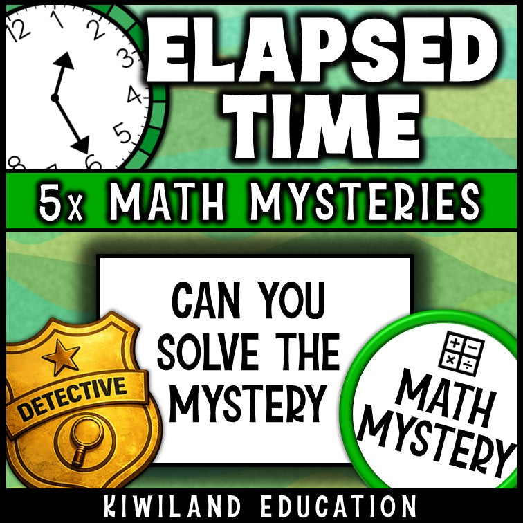 Elapsed time detective mystery worksheets with answer keys for sub plans