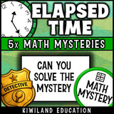 Elapsed time detective mystery worksheets with answer keys for sub plans