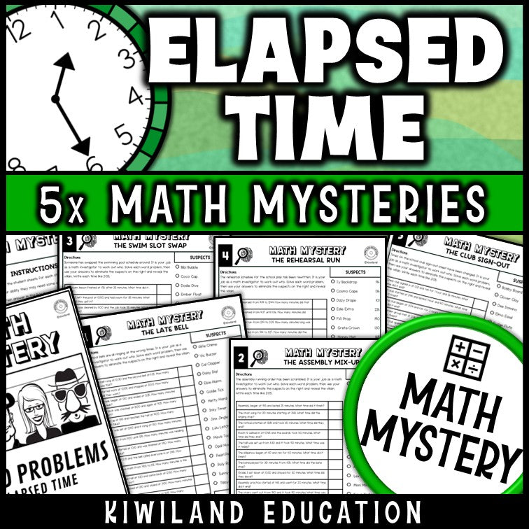 Elapsed time word problems worksheets 3rd and 4th grade math mystery