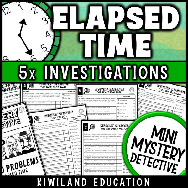 Elapsed time word problems worksheets 3rd 4th grade mystery detective