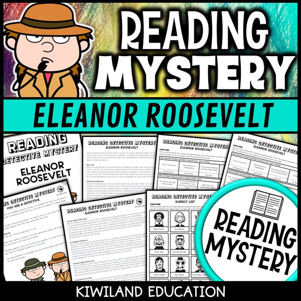 Eleanor Roosevelt reading mystery comprehension activity cover for grades 3-6