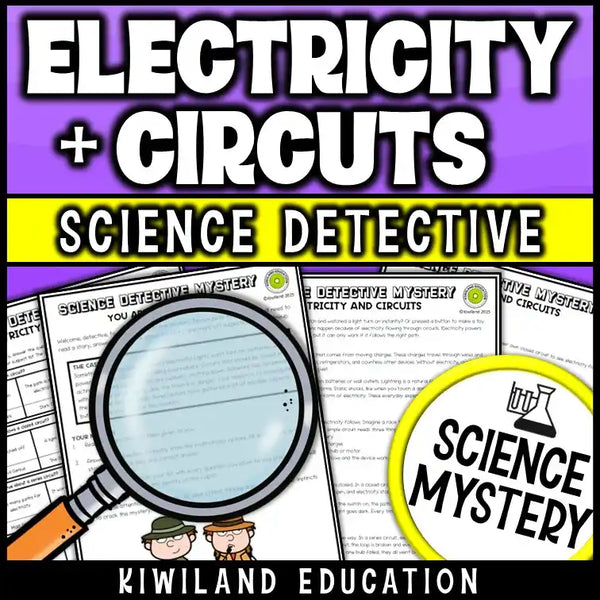 Students solving an electricity and circuits science mystery passage with comprehension questions