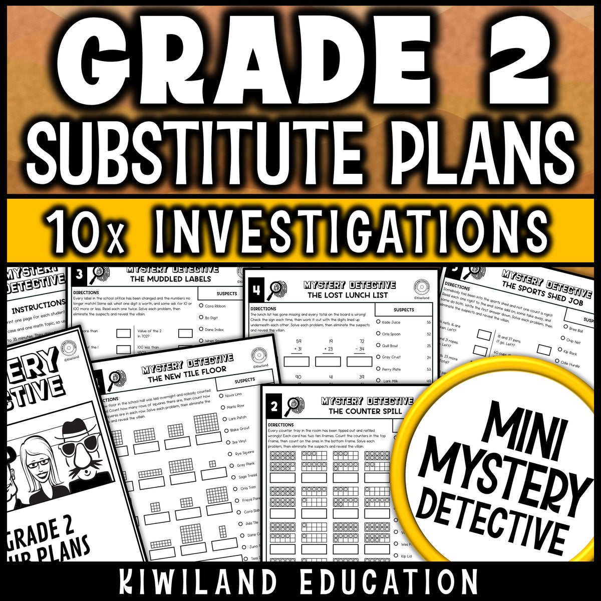 Emergency sub plans 2nd grade math worksheets no prep substitute packet