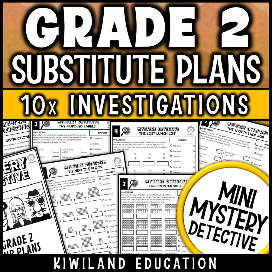 Emergency sub plans 2nd grade math worksheets no prep substitute packet
