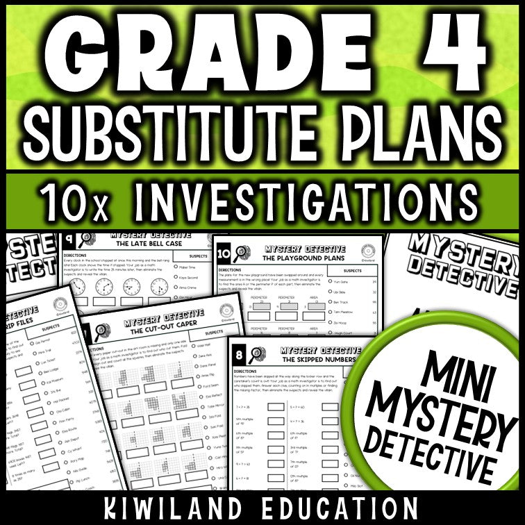 Emergency sub plans 4th grade math review print and go substitute activities
