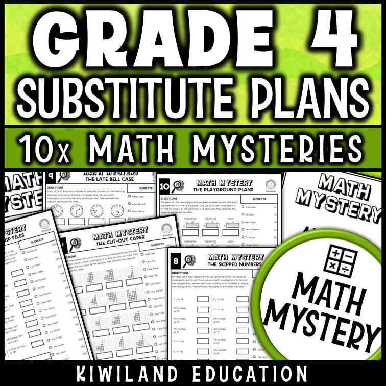 Emergency sub plans for 4th grade math review, print and go substitute activities