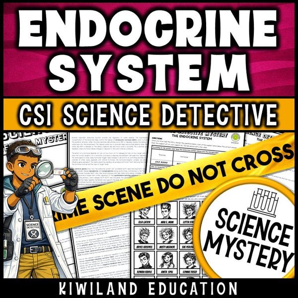 Endocrine system human body reading mystery cover for grades 3-6