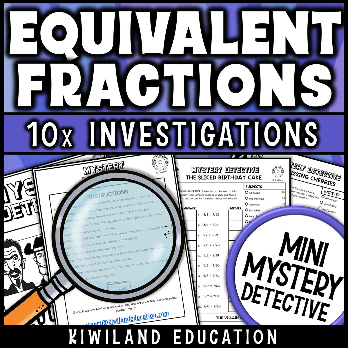 Equivalent fractions activity pages for finding the missing numerator, with teacher instructions, ready for math centers, morning work and early finishers
