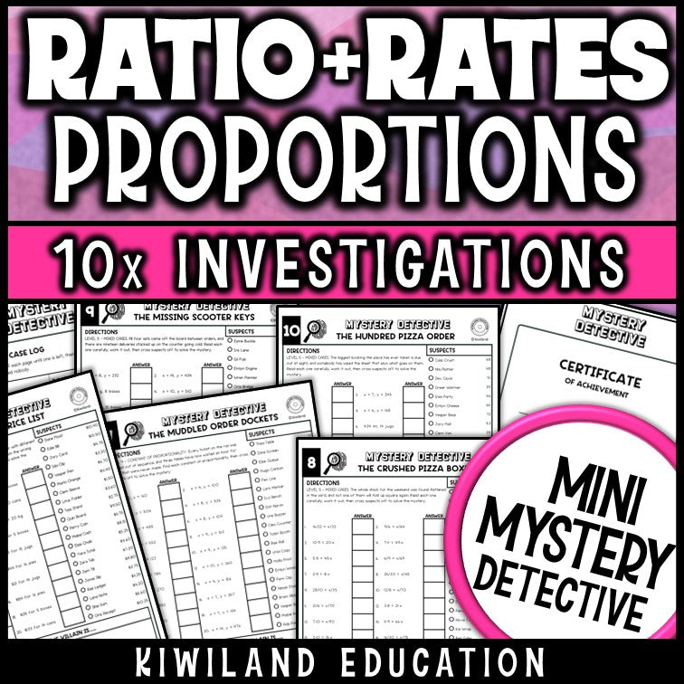 Equivalent ratios solving proportions printable detective worksheets case log certificate