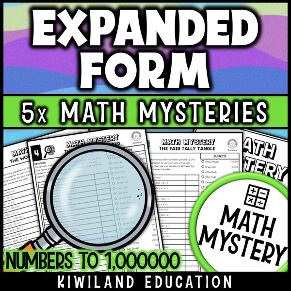 Expanded form numbers to 1,000,000 self-checking math mystery for math centers