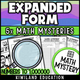 Expanded form place value worksheets 4th grade, no-prep printable
