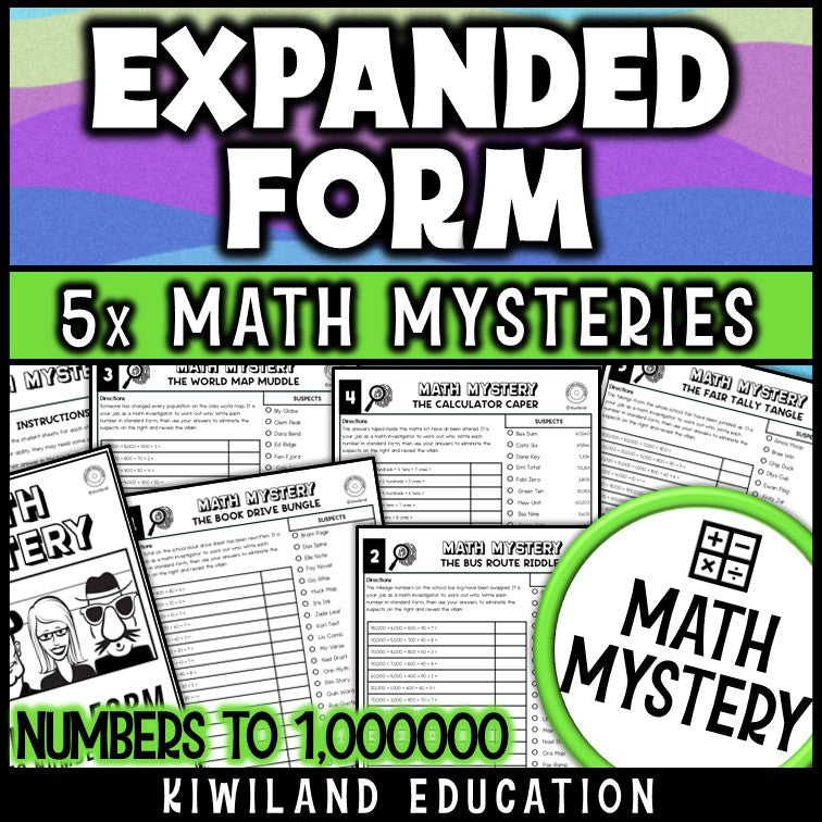 Expanded form to standard form math mystery worksheets for 4th grade
