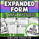 Expanded form to standard form math mystery worksheets for 4th grade