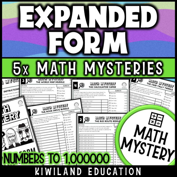 Expanded form to standard form math mystery worksheets for 4th grade
