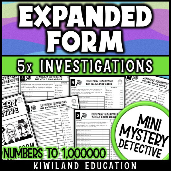 Expanded form to standard form mystery detective worksheets 4th grade
