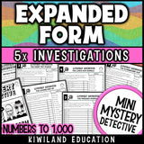Expanded form worksheets 2nd grade mystery detective place value activity