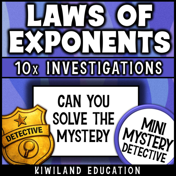 Can you solve the mystery? No prep exponent rules activity for early finishers and 8th grade test prep