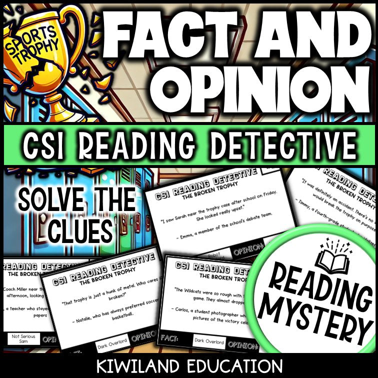 Fact and Opinion ELA Mystery Solve the Clues suspect statements