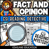 Fact and Opinion task cards sample – Leo the Lion mascot mystery
