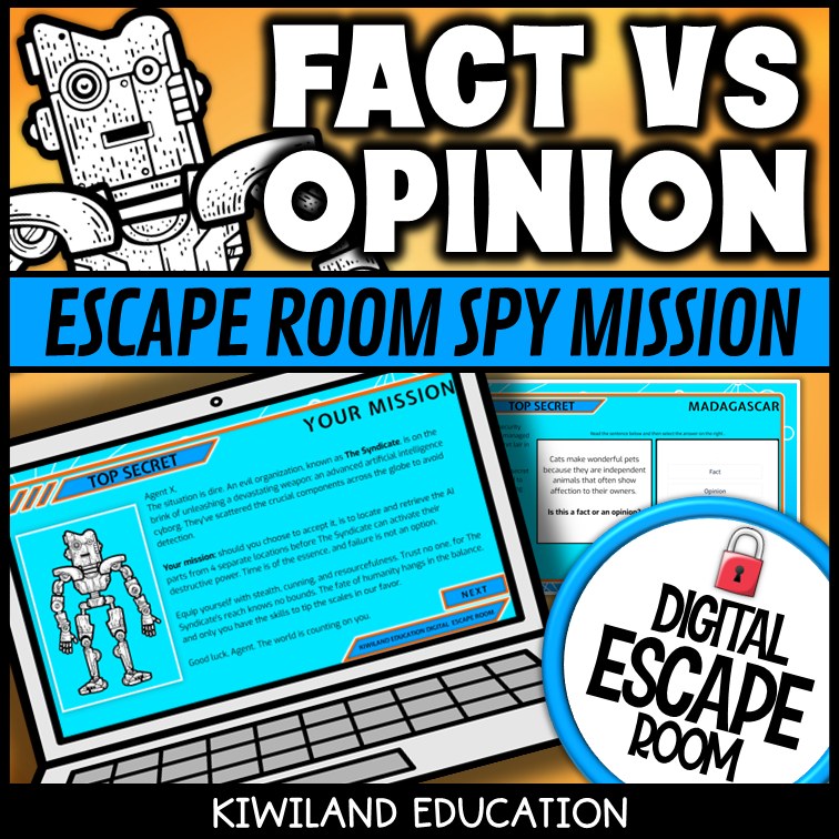 Fact vs Opinion Digital Escape Room | ELA Activity | Grades 3–5