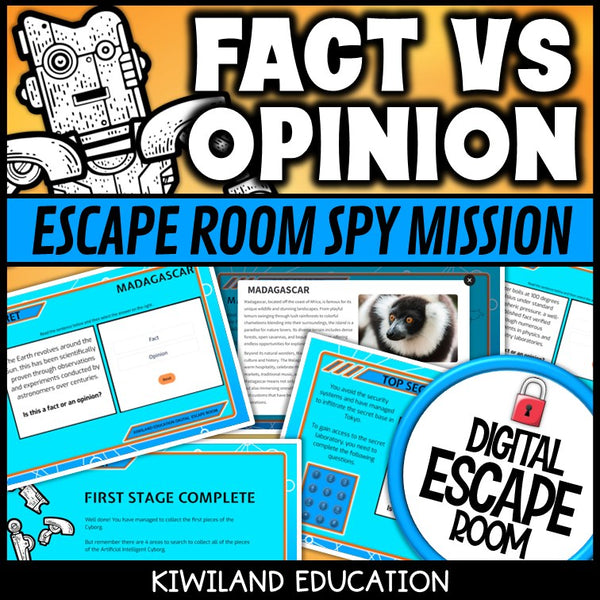 Fact vs Opinion Digital Escape Room | ELA Activity | Grades 3–5