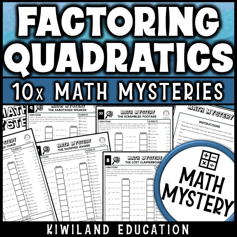 Factoring trinomials with GCF and difference of squares, no prep printable worksheets