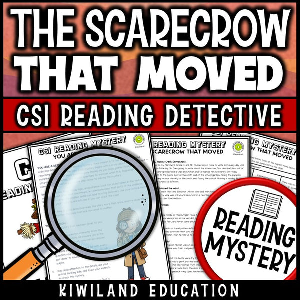 Fall inference reading passage with comprehension questions, printable detective mystery