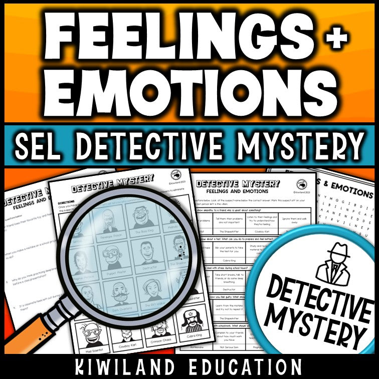 Feelings and Emotions SEL Mystery suspect line-up detective activity