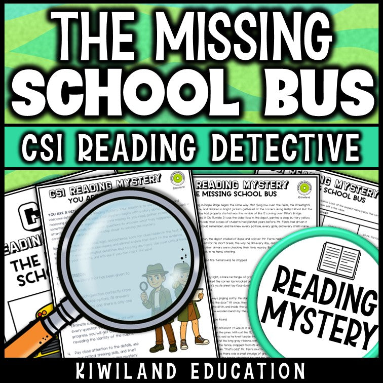 Fiction close reading passage detective mystery worksheets grades 3-5 for morning work