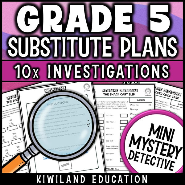 Fifth grade math sub plans no-prep printable self-checking answer keys included