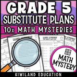 Fifth grade math sub plans, no prep printable and self checking with answer keys included
