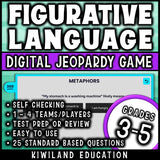 No-prep digital Jeopardy figurative language review game grades 3 to 5