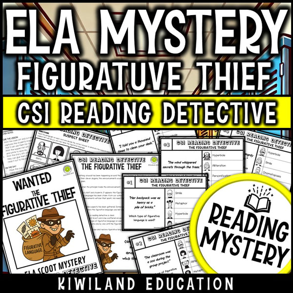 Figurative Language ELA Mystery – The Case of the Figurative Thief Scoot task cards for Grades 3–6