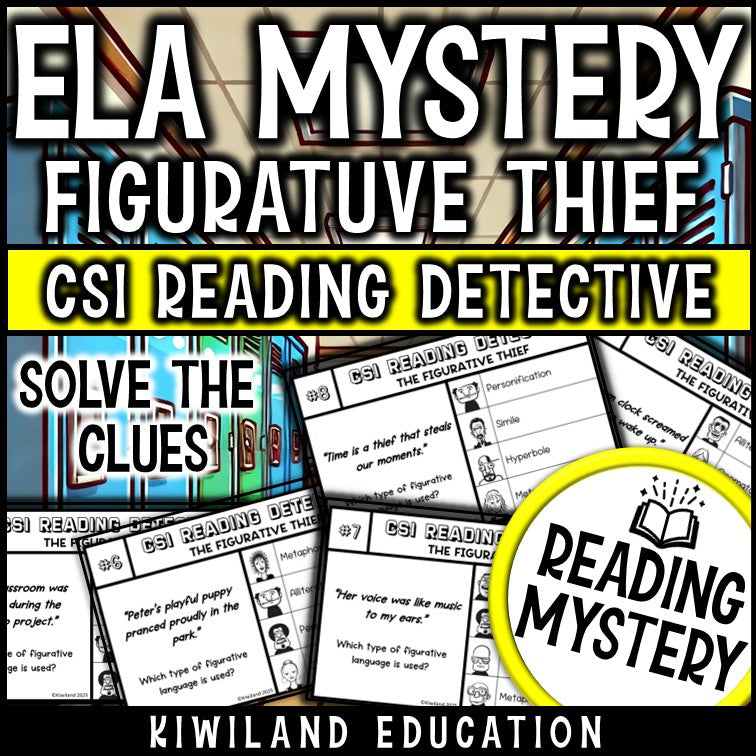Figurative Language ELA Mystery suspect line-up and recording sheet