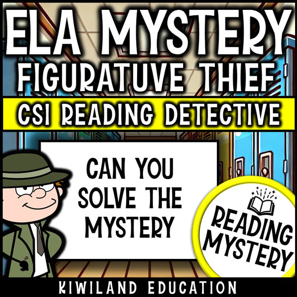 Figurative Language printable ELA Mystery Scoot game with answer key, black and white