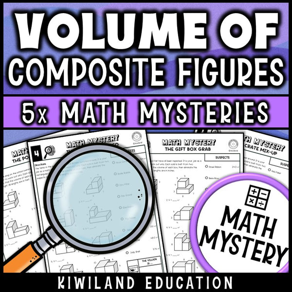 Finding the volume of compound solids, self checking mystery for math centers