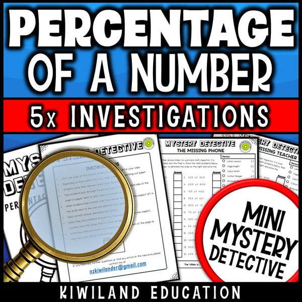 Finding percent of an amount mystery detective activity
