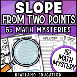 Finding slope from two points math mystery for grade 8, no prep print and go