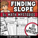 Finding slope worksheets for 8th grade from graphs, tables and points, printable math mystery
