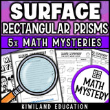Finding the surface area of all six faces of a 3D prism, math centers practice