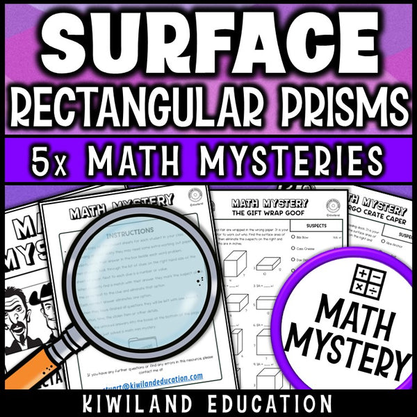 Finding the surface area of all six faces of a 3D prism, math centers practice