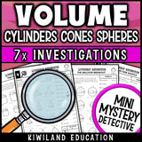 Finding the volume of cones and spheres geometry review worksheets