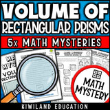 Volume of rectangular prisms math mystery worksheet sample pages