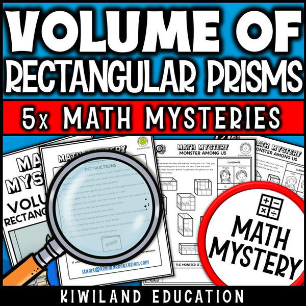 Volume of rectangular prisms math mystery worksheet sample pages