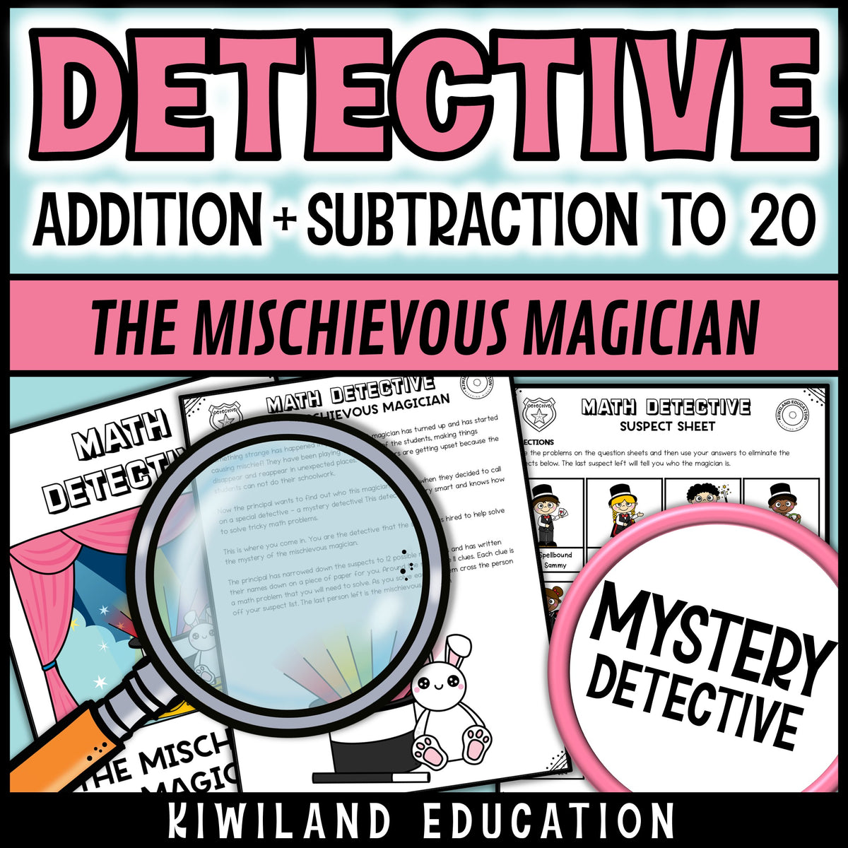 First grade 1.OA.C.6 fact fluency detective game