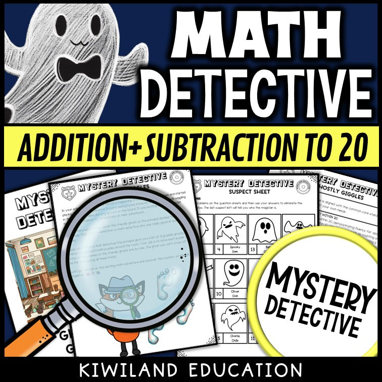First grade fact fluency 1.OA.C.6 detective game