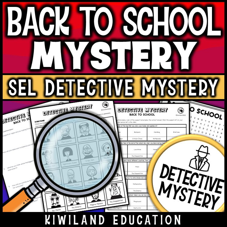 First Week of School Back-to-School Mystery suspect line-up detective activity